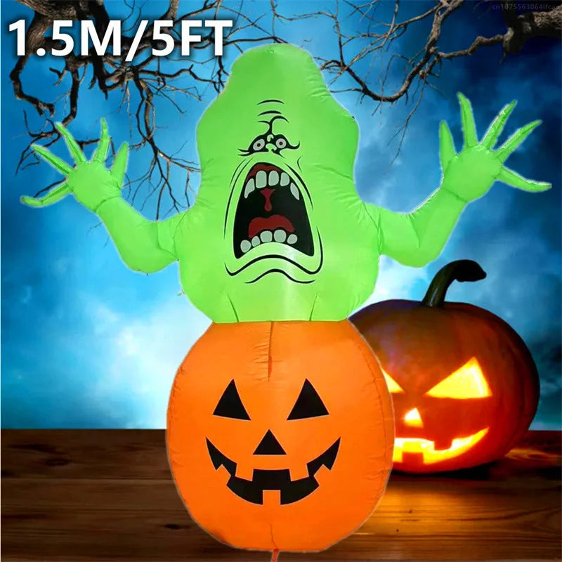 5FT Halloween Inflatable Toy Decoration Pumpkin Evil House Outdoor Inflated Model Ornaments Yard Halloween Festival Decor Prop