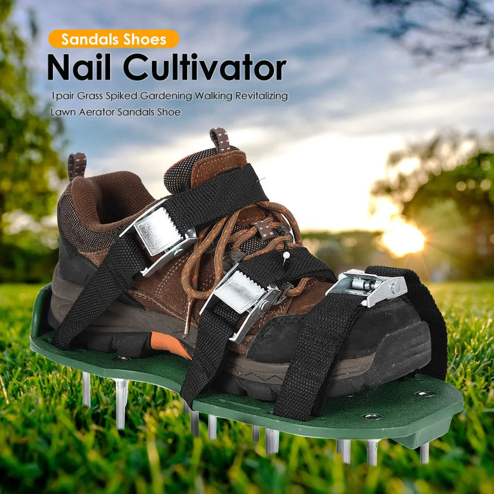 Garden Long Nail Shoes Lawn Grass Loose Soil Shoes Aerator Grass Cultivator 4.5cm Nail Yard Garden Tool,1 Pair