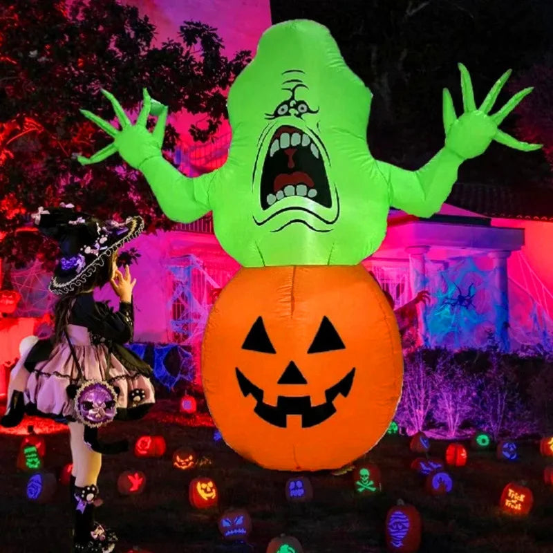 5FT Halloween Inflatable Toy Decoration Pumpkin Evil House Outdoor Inflated Model Ornaments Yard Halloween Festival Decor Prop