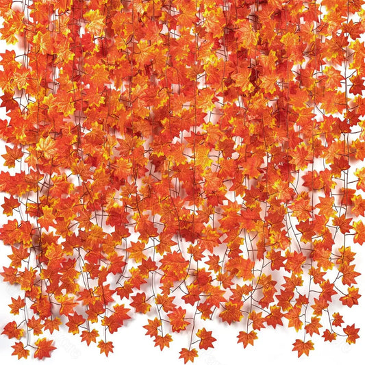 5Pcs Maple Leaves Garland Hanging Vines 7.5ft Autumn Fall Maple Leaf Ivy for Thanksgiving Decoration Christmas Halloween Decor