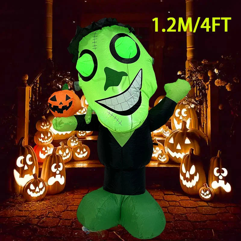 1.2M Halloween Inflatable Toys Green Alien with LED Lights Outdoor Yard Outdoor Party Games Garden Decoration Toys for Halloween