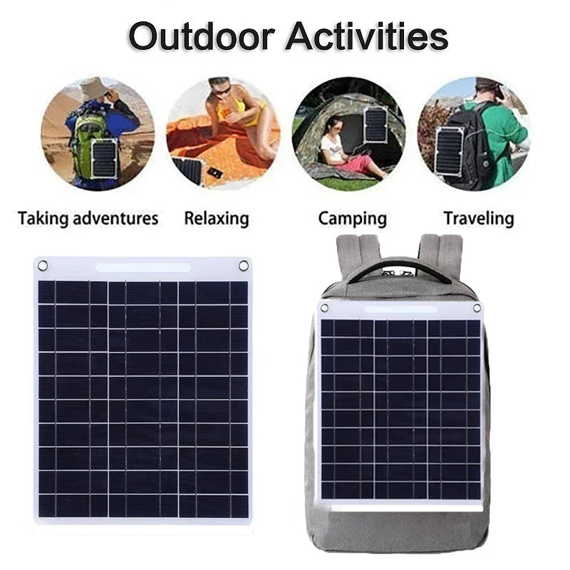 Portable Solar Panel With Two USB Suitable For Mobile Phone Charging Outdoor Camping Power Bank Supply Consumer Electronics