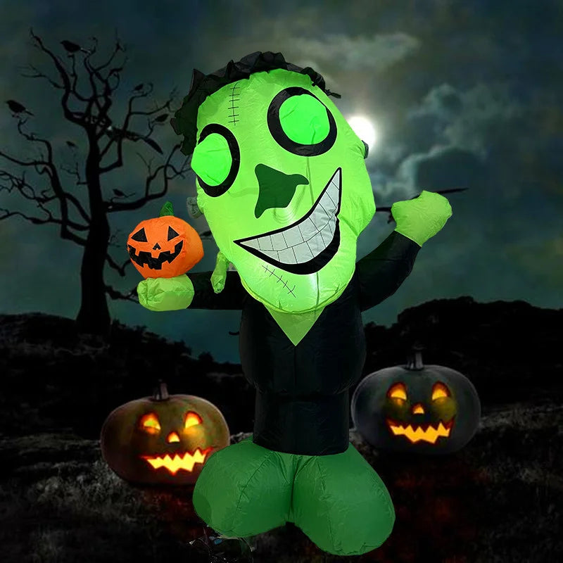 1.2M Halloween Inflatable Toys Green Alien with LED Lights Outdoor Yard Outdoor Party Games Garden Decoration Toys for Halloween