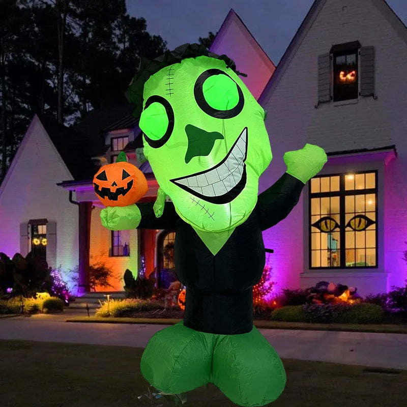 1.2M Halloween Inflatable Toys Green Alien with LED Lights Outdoor Yard Outdoor Party Games Garden Decoration Toys for Halloween