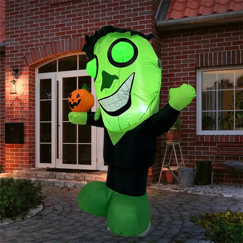 1.2M Halloween Inflatable Toys Green Alien with LED Lights Outdoor Yard Outdoor Party Games Garden Decoration Toys for Halloween